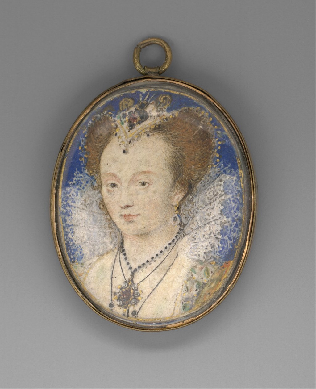 Porträtt av en kvinna, ca 1590 (vellum på kortet) av Nicholas Hilliard