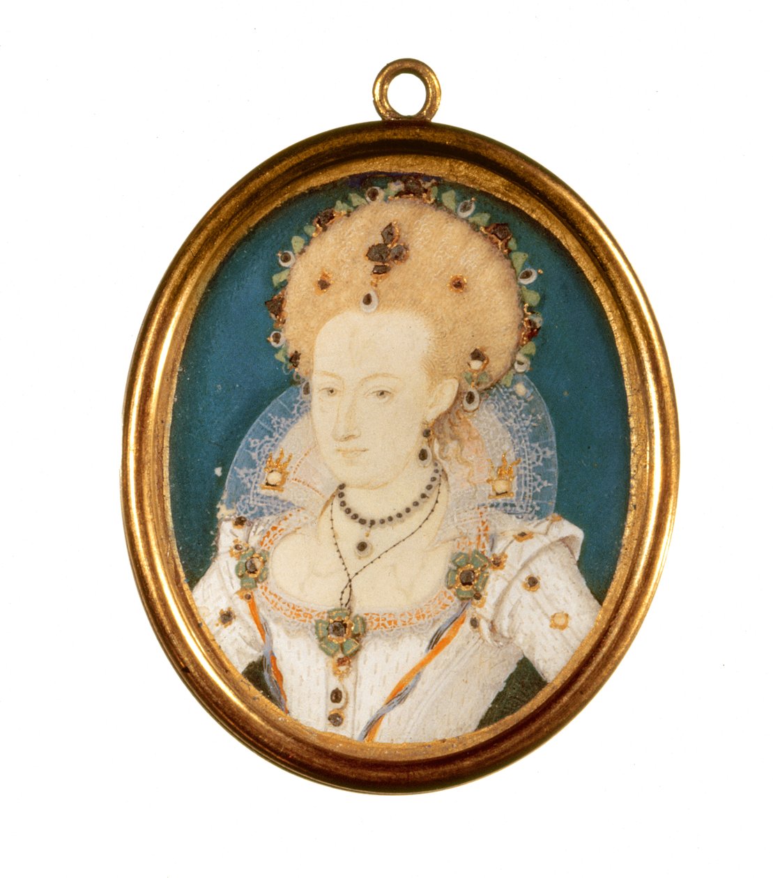 Drottning Anne av Danmark (akvarell på veläng) av Nicholas Hilliard