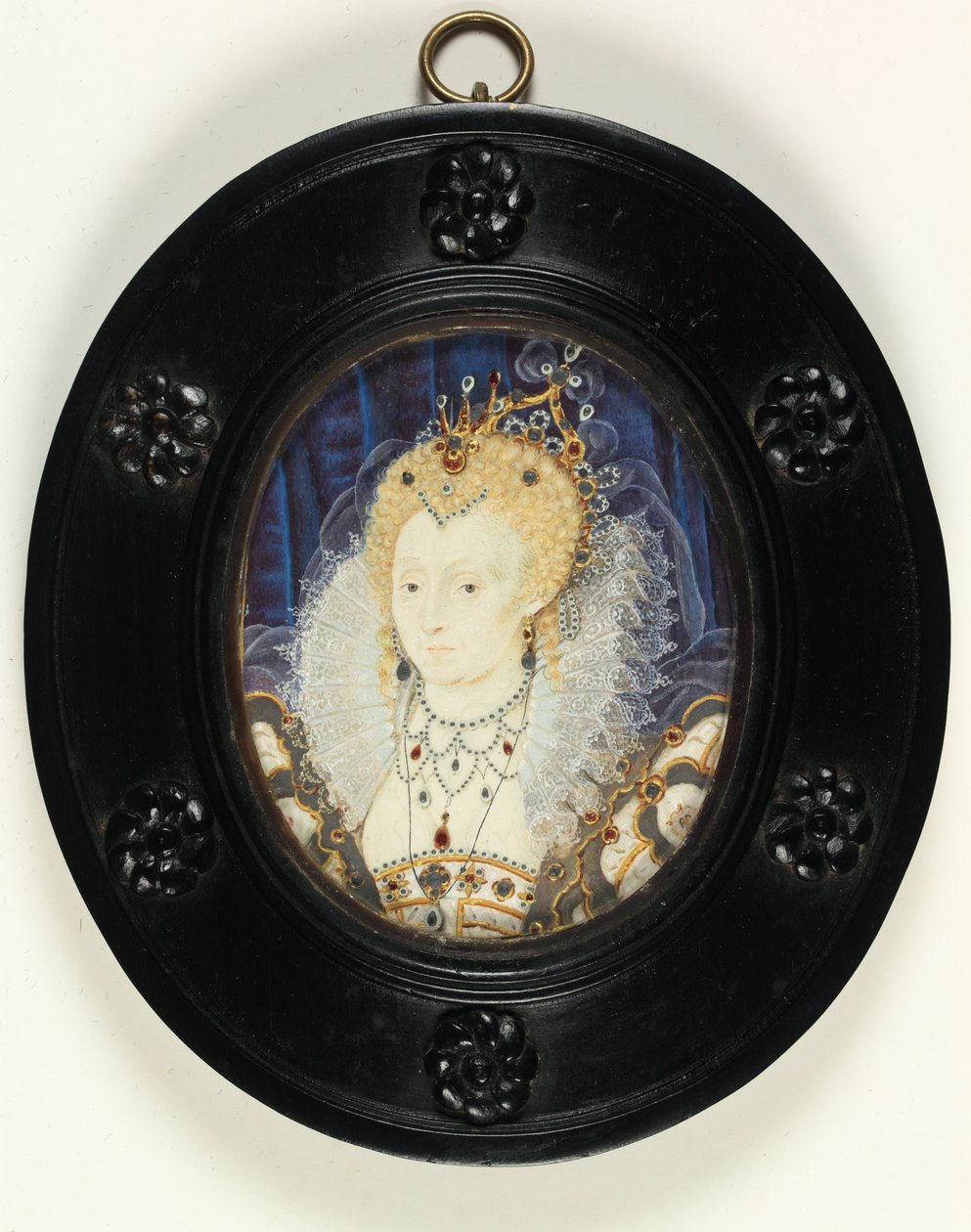 Drottning Elizabeth I (akvarell på elfenben) av Nicholas Hilliard