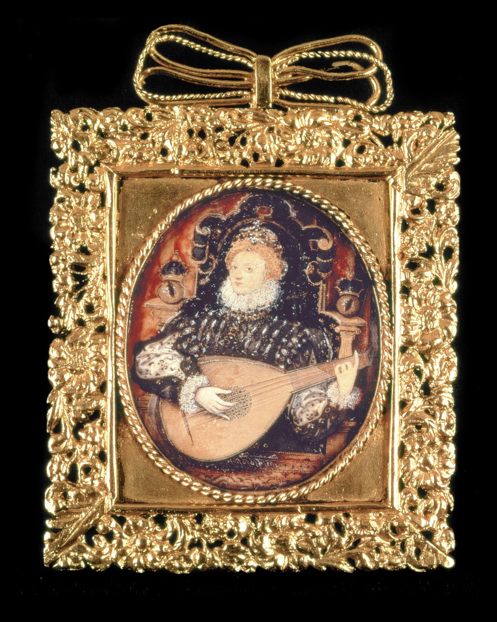 Drottning Elizabeth I spelar luta (se även 3912) av Nicholas Hilliard