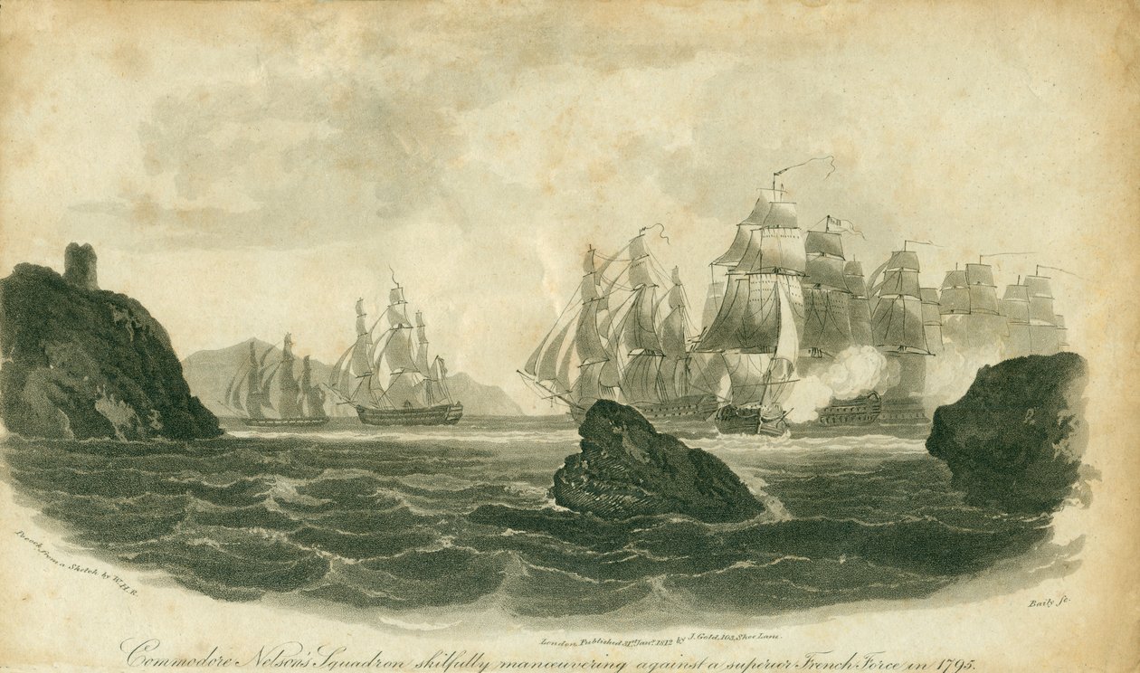 Commodore Nelsons Squadron manövrerade skickligt mot en överlägsen fransk styrka 1795 av Nicholas Pocock