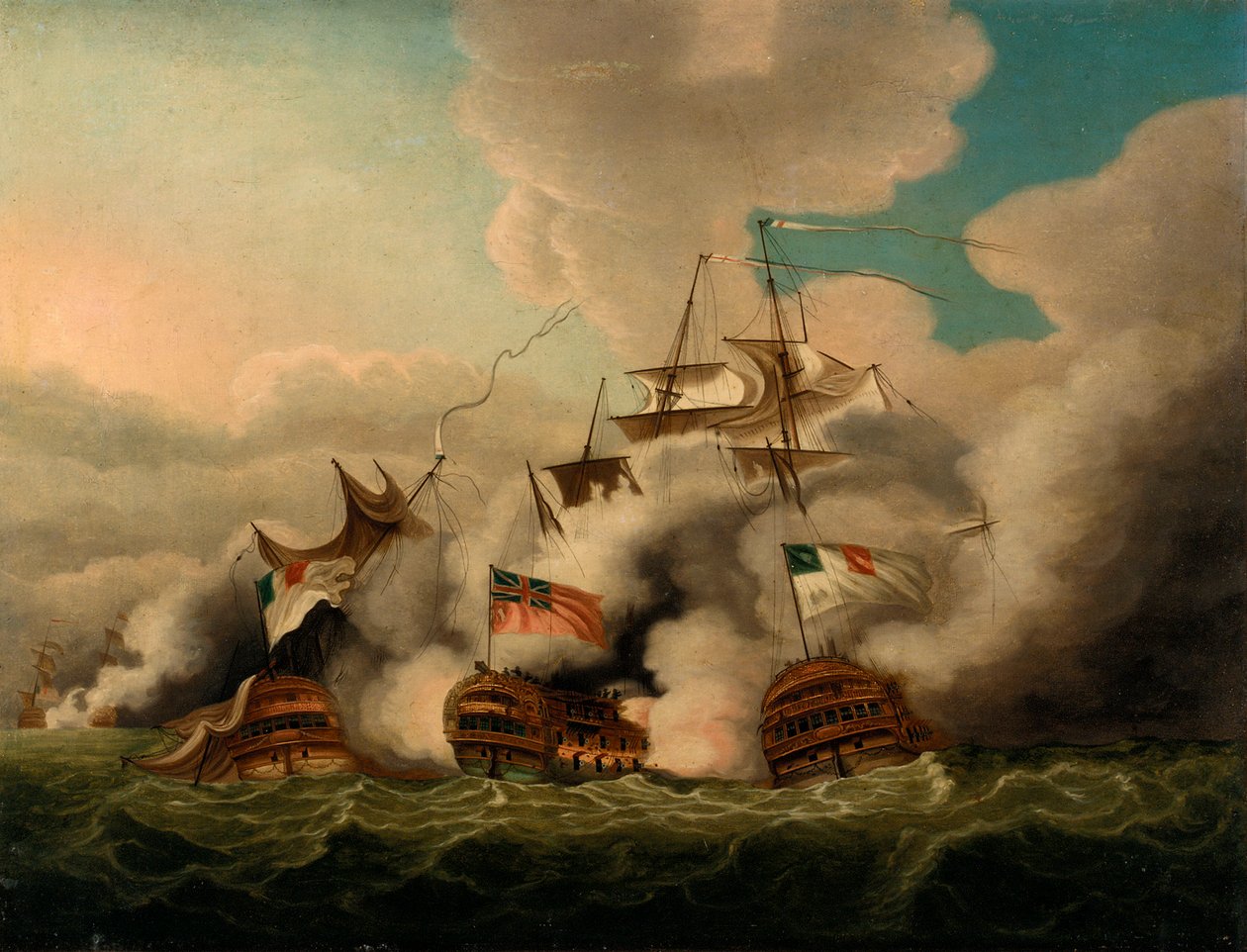 HMS "Brunswick" bryter linjen vid slaget den första juni av Nicholas Pocock
