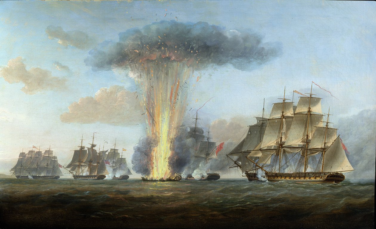 H.M.S. "Livlig" fångar den spanska fregatten "Clara" utanför Cape St. Mary, ca 1806 av Nicholas Pocock