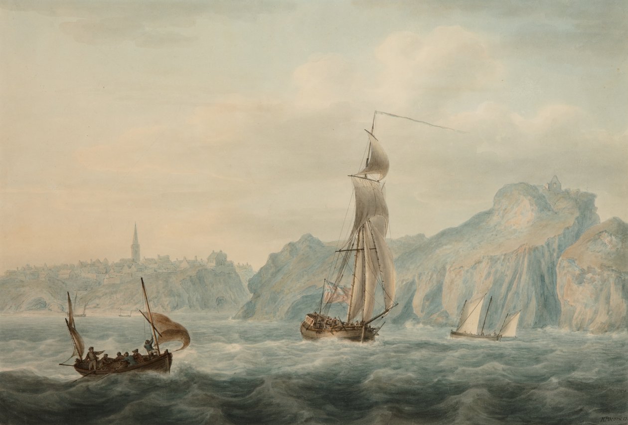 Port of Tenby (akvarell på papper) av Nicholas Pocock