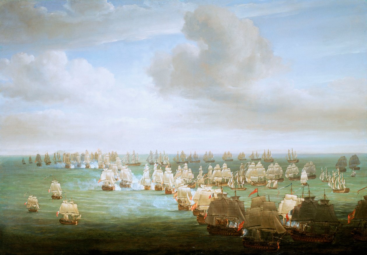 Slaget vid Trafalgar, 21 oktober 1805, början av striden, ca 1808 (olja på duk) av Nicholas Pocock