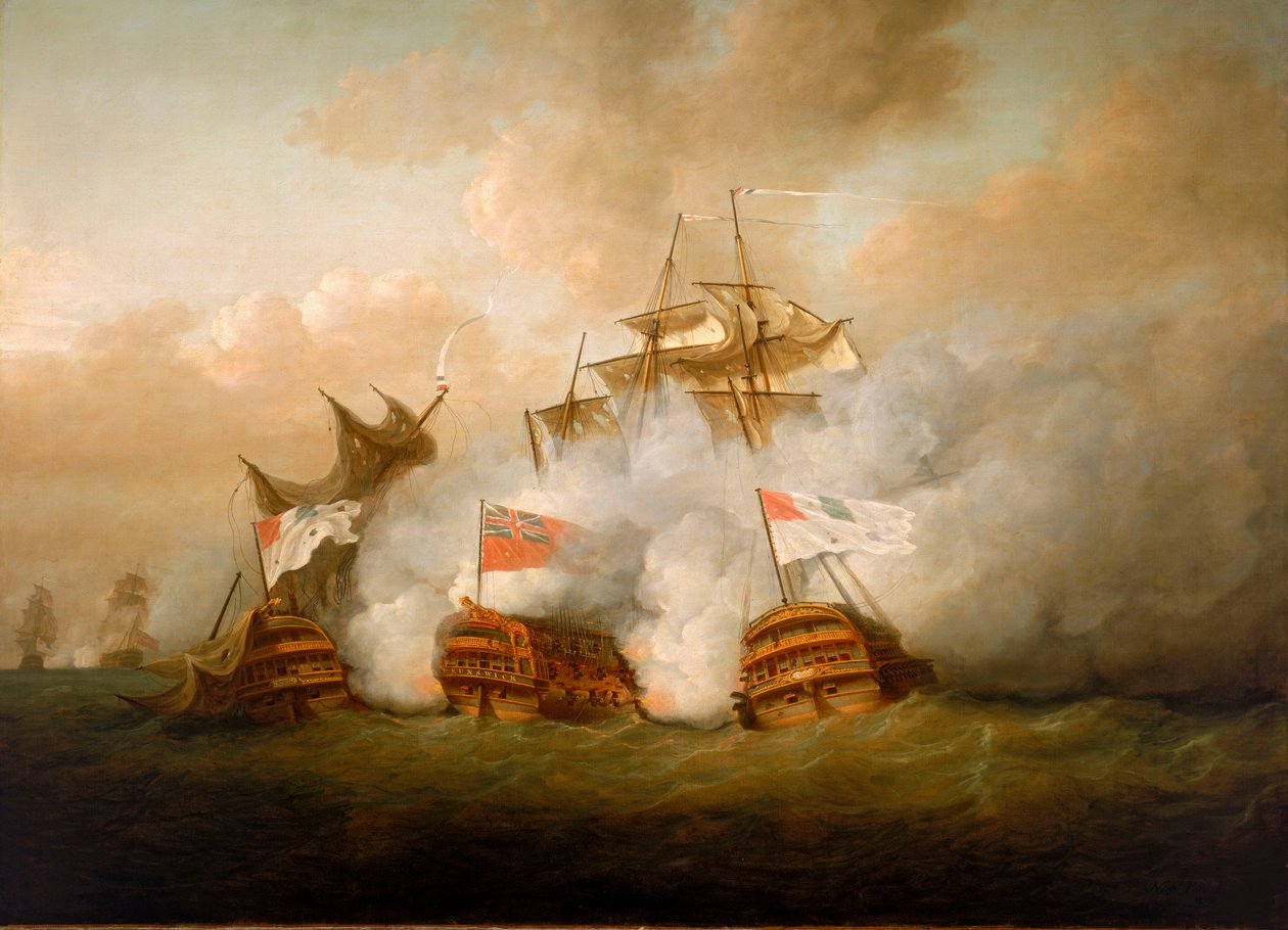"Brunswick" och "Vengeur du Peuple" vid slaget vid den 1 juni 1794 av Nicholas Pocock