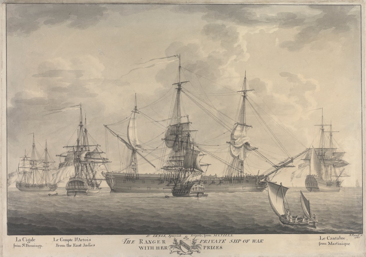 The Ranger, Private Ship of War, med sina priser av Nicholas Pocock