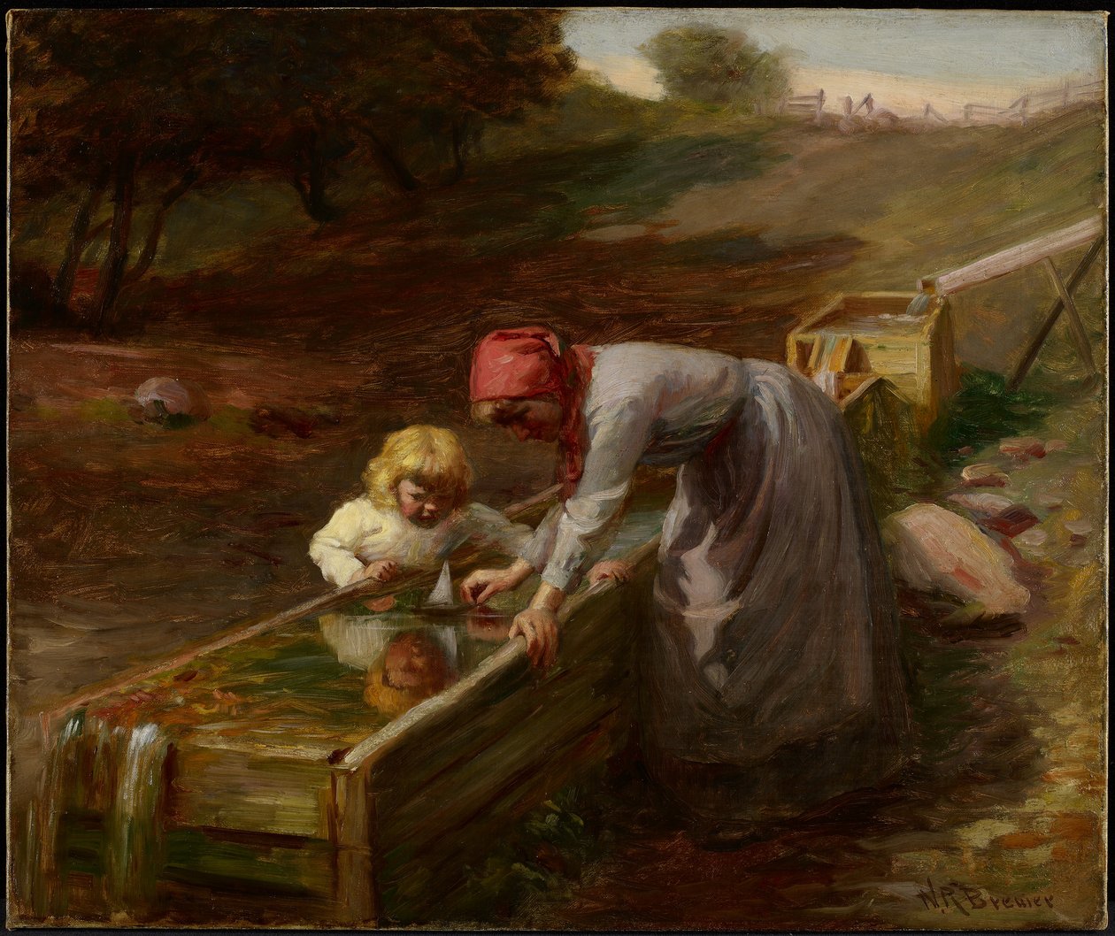 At the Spring, c.1895 (olja på duk) av Nicholas Richard Brewer