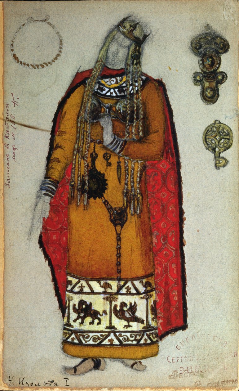 Kostymdesign för "Tristan och Isolde" av Wagner, 1912 av Nicholas Roerich