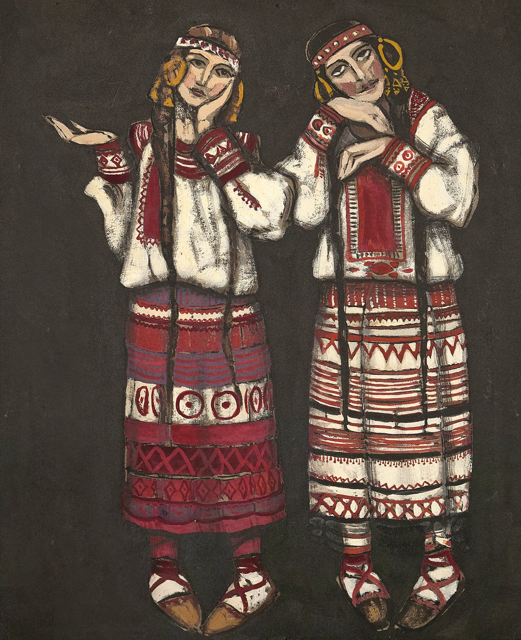 Kostymdesign för baletten The Rite of Spring Le Sacre du Printemps av I. Stravinski, 1930 av Nikolai Konstantinowitsch Roerich