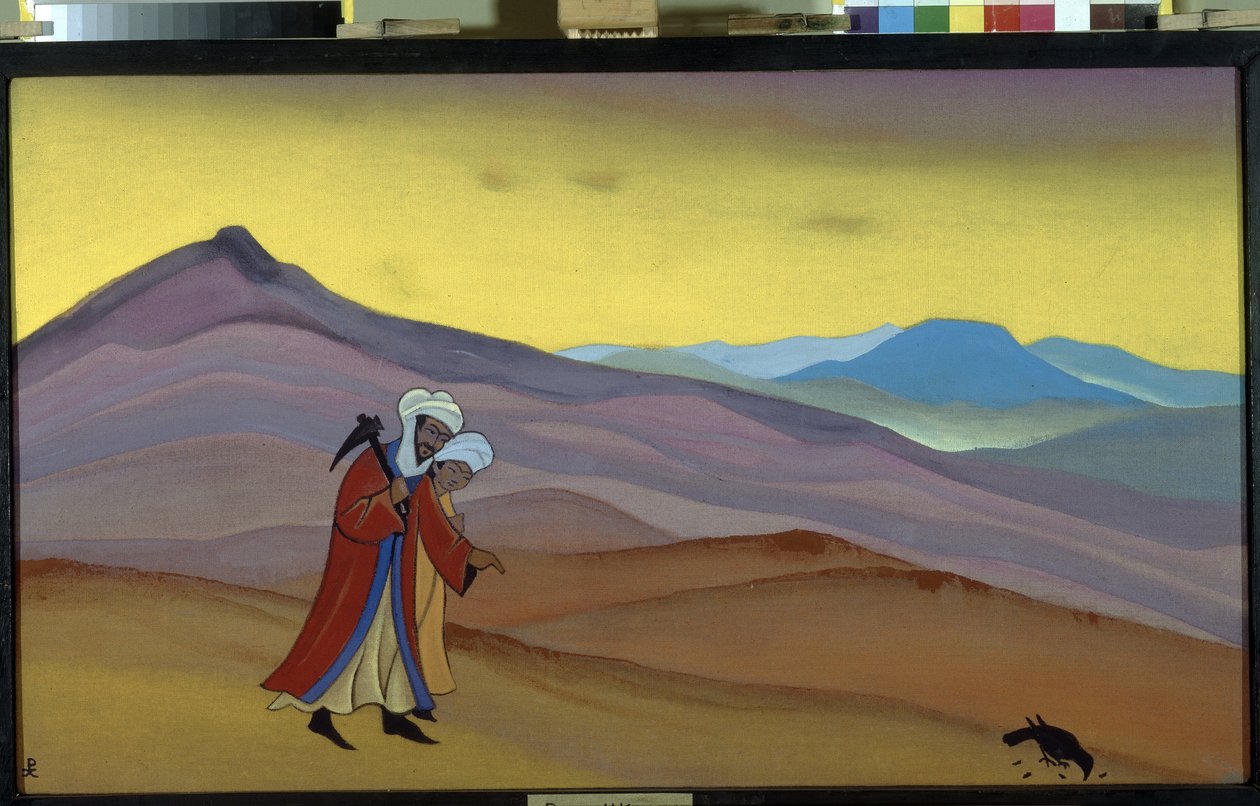 Khosrow och Shirin. Persisk legend 1200-talet: kärlekshistoria mellan den sassanidiska kungen Khosrow II och den kristna prinsessan Shirin. Målning av Nicholas Roerich (1874-1947), tempera på duk av Nicholas Roerich