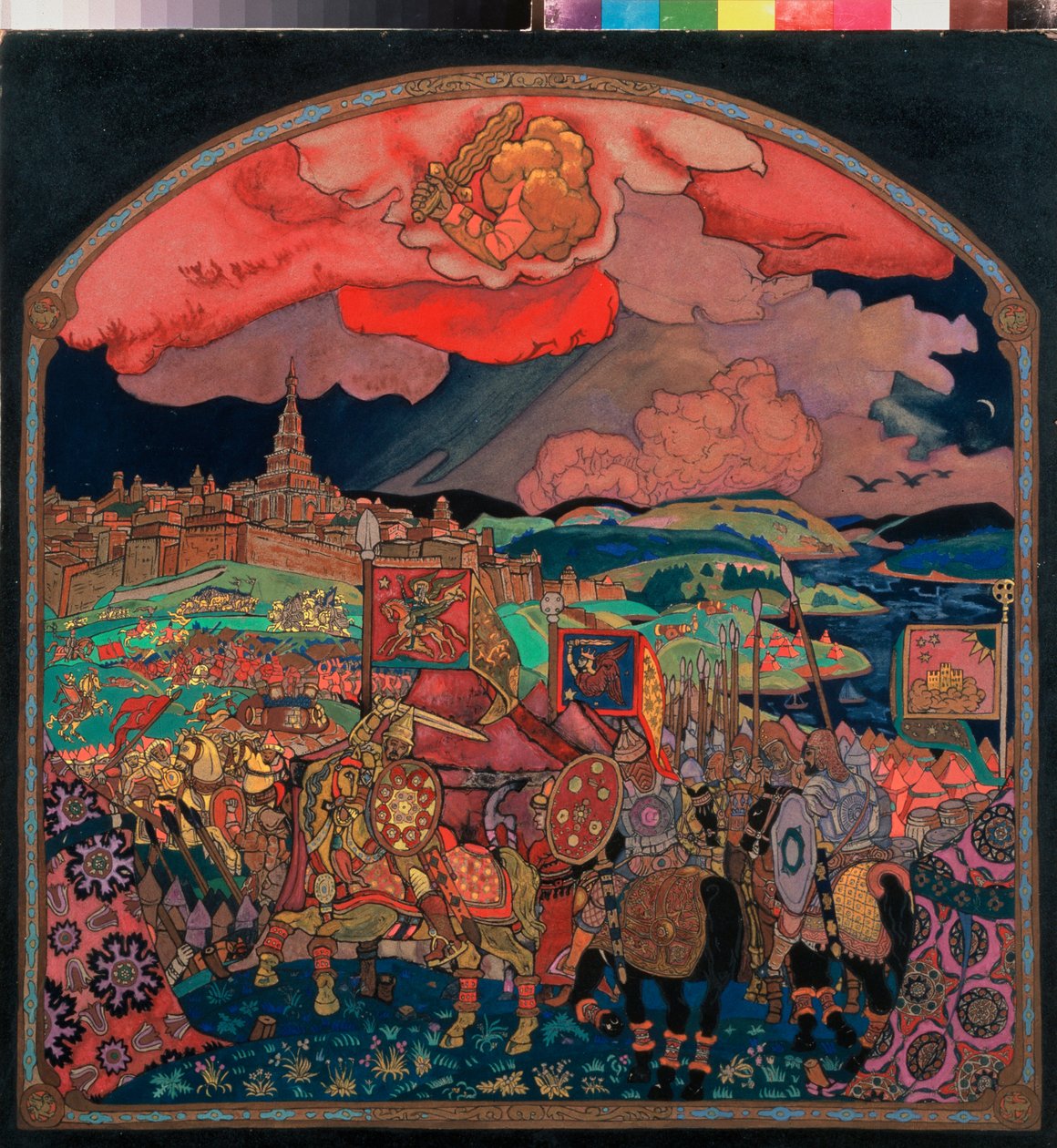 Erövringen av Kazan (Ryssland) (nuvarande republiken Tatarstan) 1552. Erövring ledd av Ivan IV, känd som de förskräcklige (1530-1584), som därmed grep Khanatet av Kazan, drev ut och återskapade Muscovys territorium och blev Rysslands första tsar av Nicholas Roerich