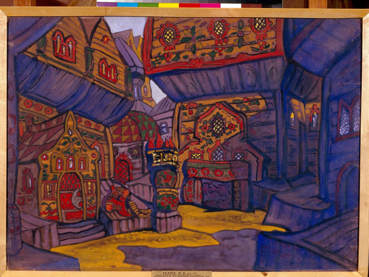 Prins Vladimir Galitskys hov. Dekor för operan ""Prins Igor"" av Alexandre Borodin (Borodin) (1833-1887). Verk av Nicolas (Nicholas) Roerich (1874-1947), gouache och tempera på papper av Nicholas Roerich