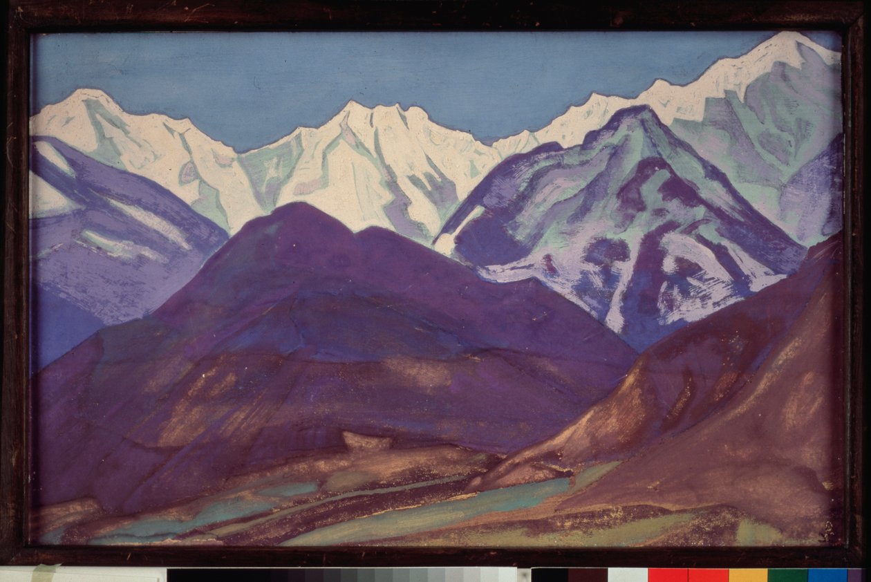 Kuluta (Kulu Valley, Himalaya-massivet) (Indien). Målning av verk av Nicolas (Nicholas) Roerich (1874-1947), tempera på duk av Nicholas Roerich