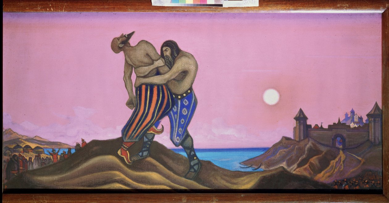 Duellen mellan Mstislav och Rededya. (Storprins Mstislav av Chernigov, känd som Temeraire (983-1036). Målning av Nicholas Roerich (1874-1947), tempera på duk av Nicholas Roerich