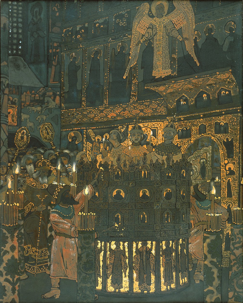Mysteriespel i medeltida Novgorod av Nicholas Roerich