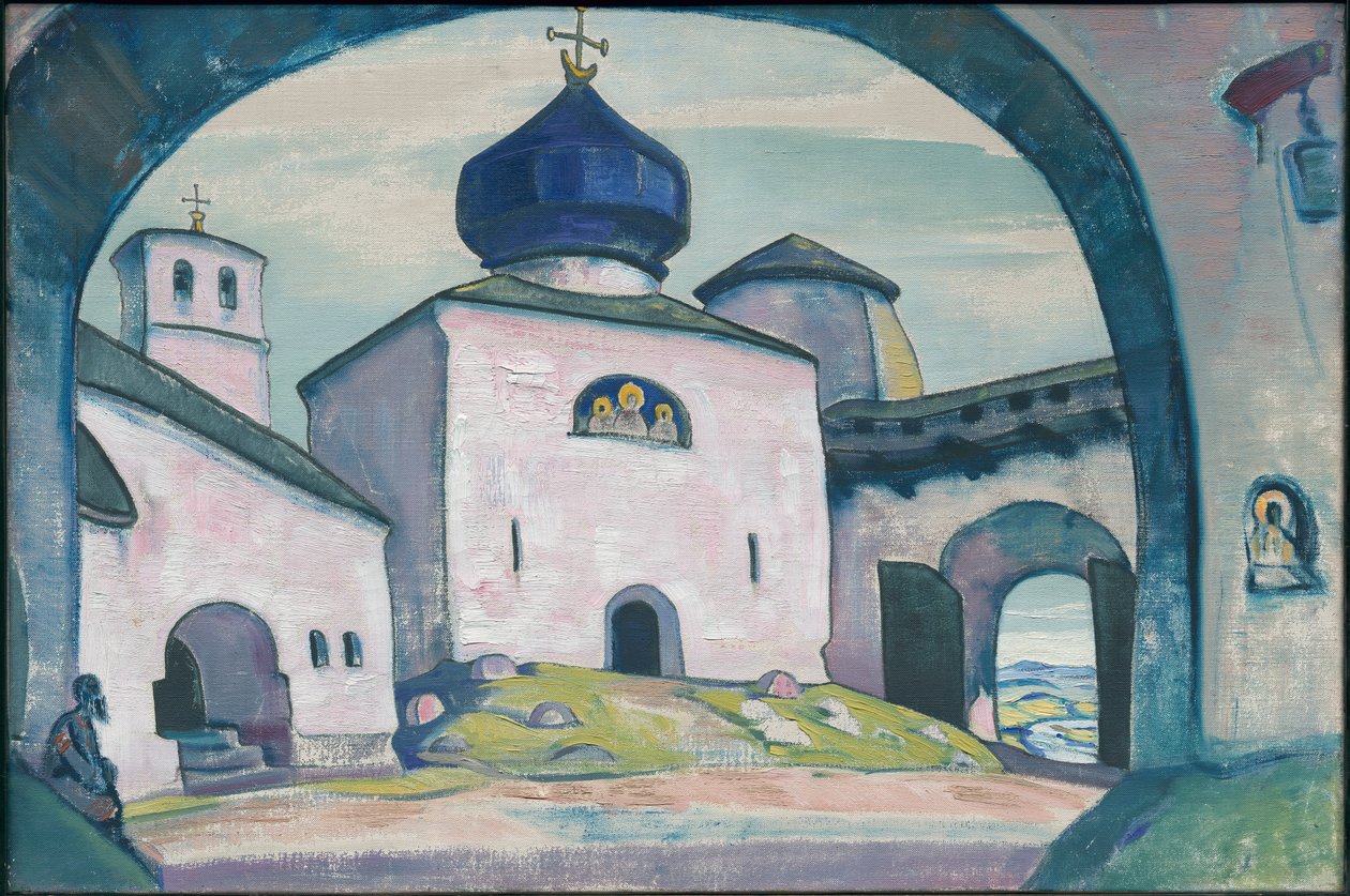 Gamla Pskov, dekor för Rimsky-Korsakovs opera "The Maid of Pskov", 1922 av Nicholas Roerich