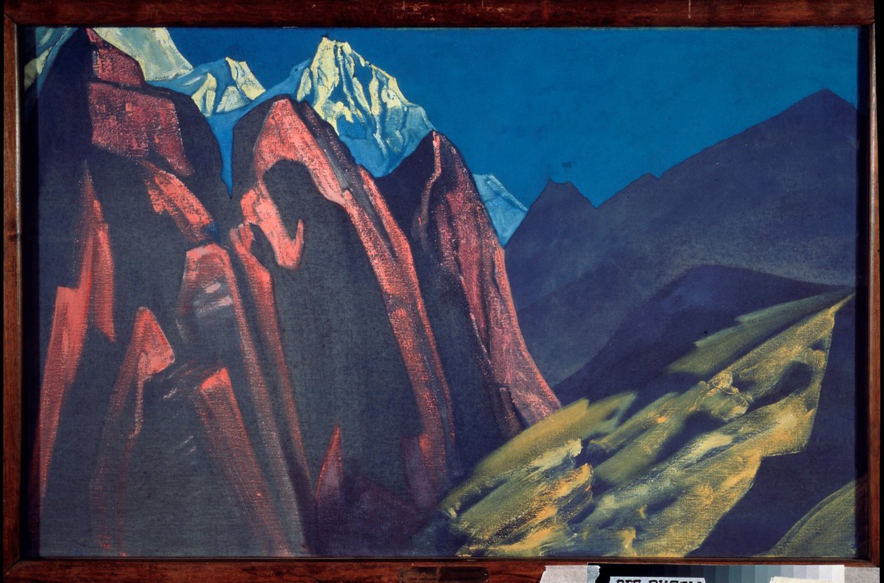 Hans skugga (The shadow of the teacher). Verk av Nicolas (Nicholas) Roerich (1874-1947), tempera på duk av Nicholas Roerich