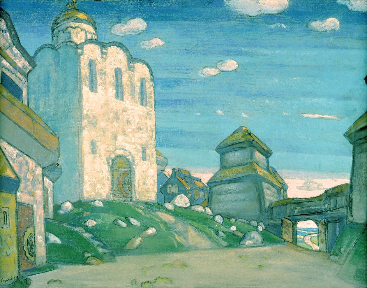 Scenografi för Alexander Borodins opera "Prins Igor", 1908 av Nicholas Roerich