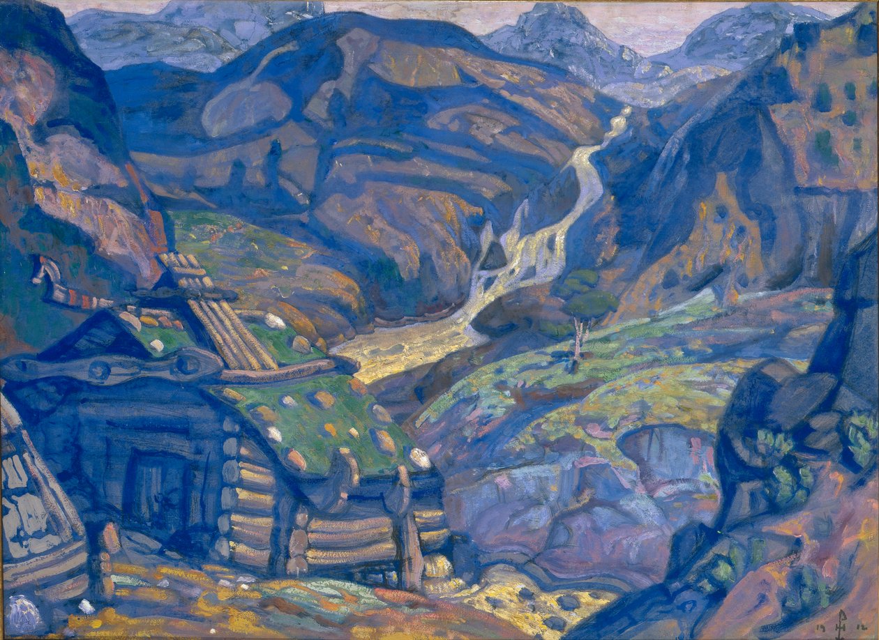Scenografi till teaterpjäsen Peer Gynt av H. Ibsen, 1912 av Nikolai Konstantinowitsch Roerich