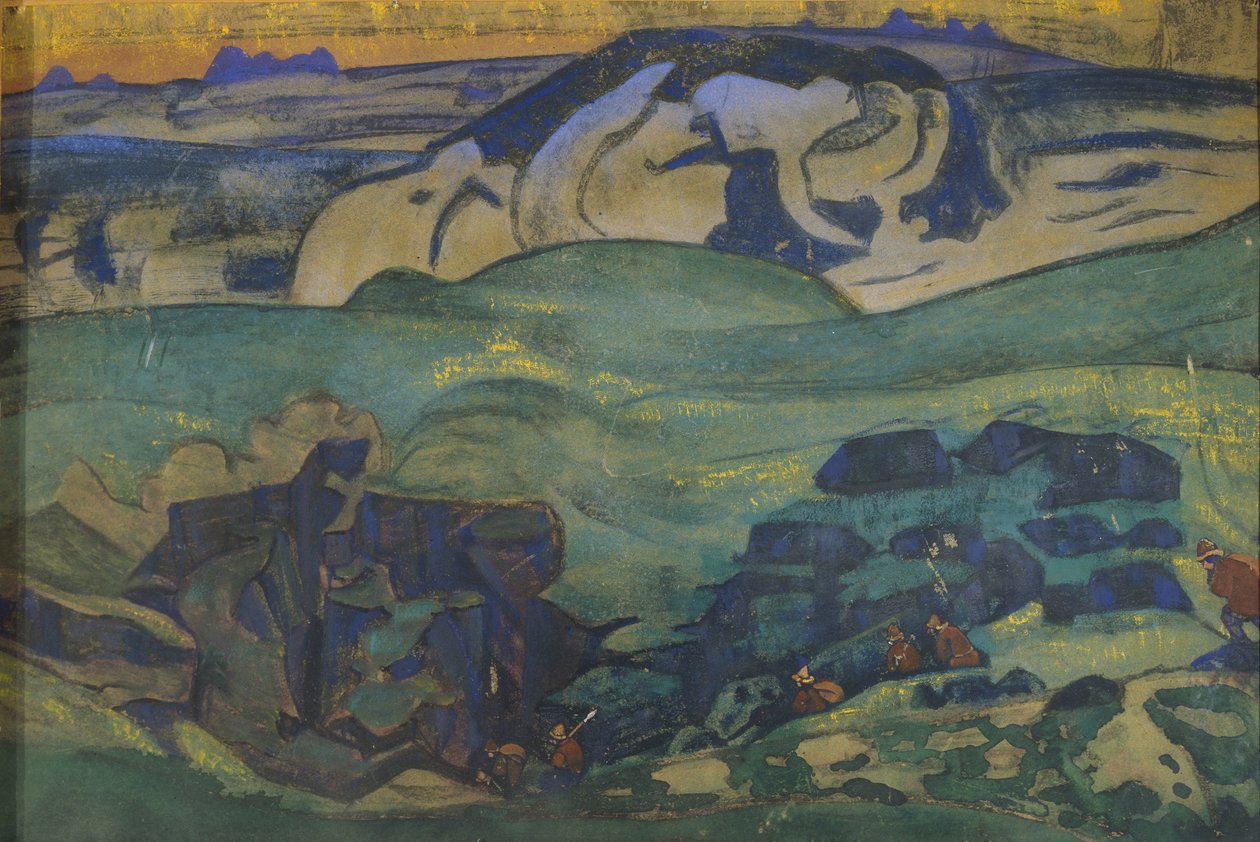 Tchud-stammen gick under jorden, 1913 av Nikolai Konstantinowitsch Roerich