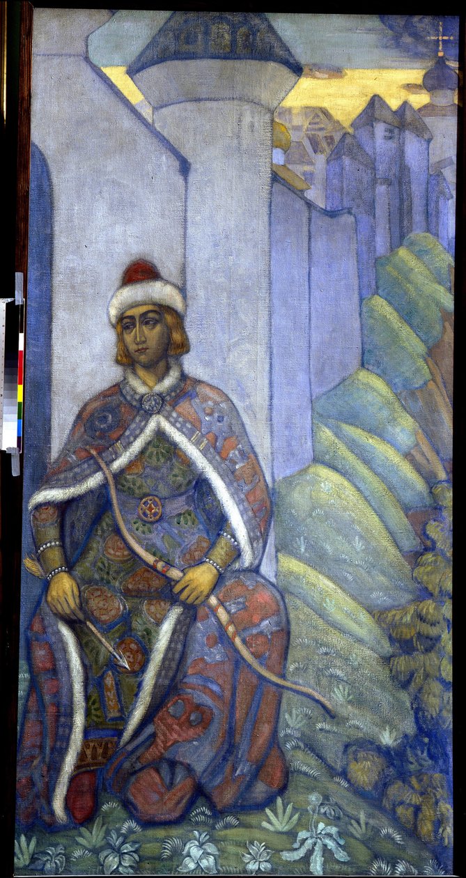 En riddare. Målning av Nicholas Roerich (1874-1947), tempera på duk av Nicholas Roerich
