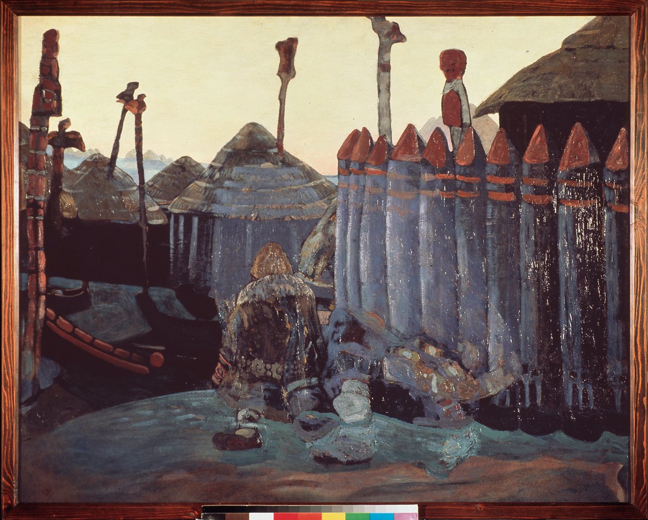 En hednisk hög. (Medeltiden, Ukraina). Verk av Nicolas (Nicholas) Roerich (1874-1947), tempera på kartong av Nicholas Roerich