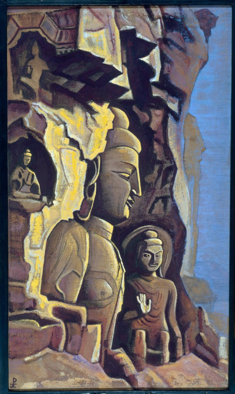 Yungang (Kina). Verk av Nicolas (Nicholas) Roerich (1874-1947), tempera på duk av Nicholas Roerich