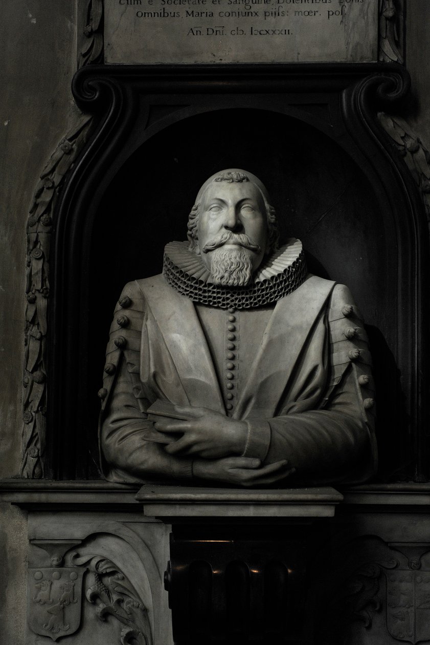 Minnesmärke över Hugo Barker, 1632 (marmor) av Nicholas Stone