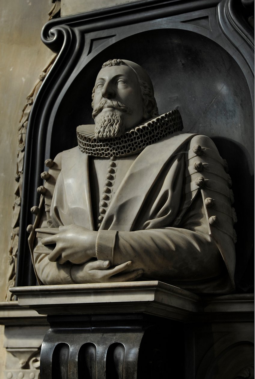 Minnesmärke över Hugo Barker, 1632 (marmor) av Nicholas Stone