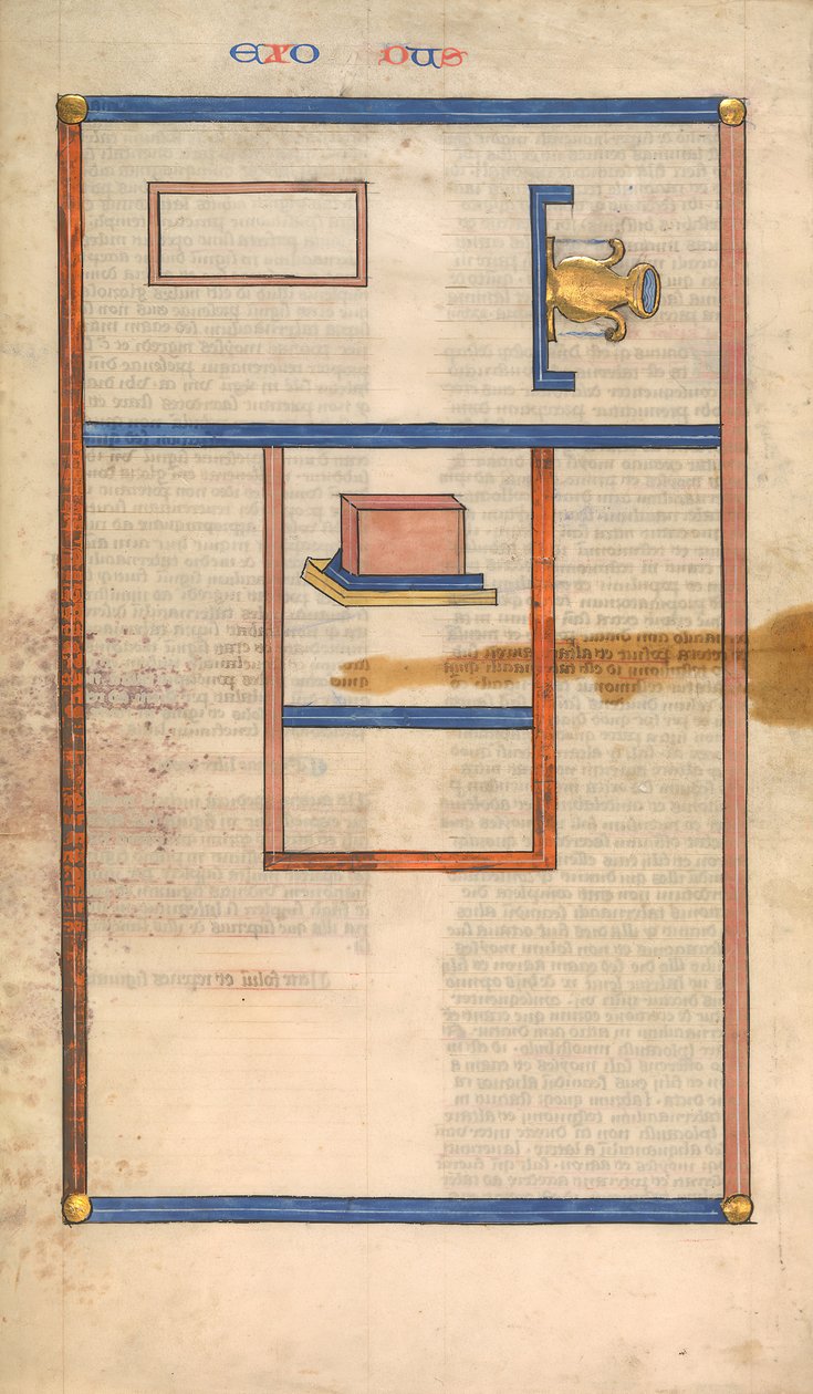 Planritning av Tabernaklet, ett av sex illustrerade blad från Postilla..., ca. 1360-1380. av Nicholas of Lyra
