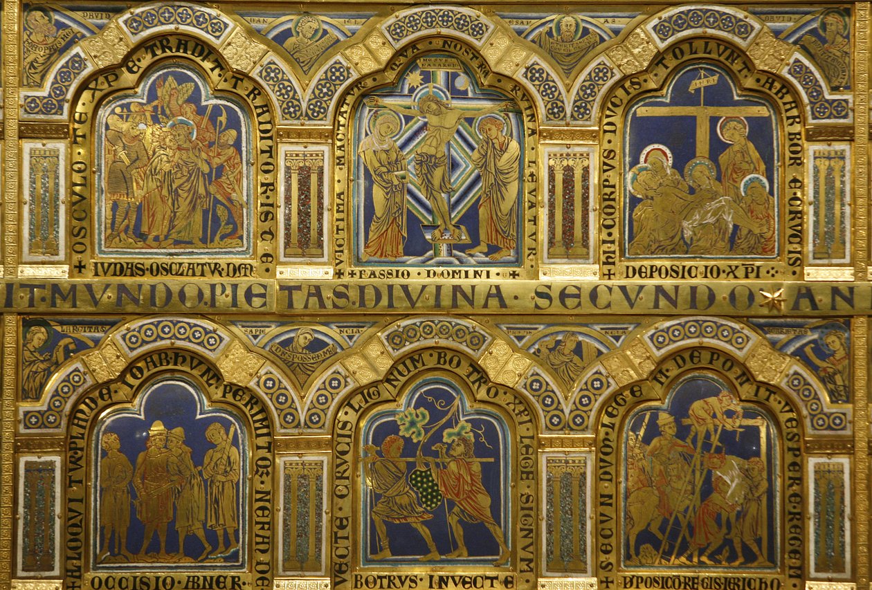 Verdun-altaret av Nicholas av Verdun (ca.1130/50-1205) färdigställt 1181, Klosterneuburg, Österrike, emaljerade paneler av Nicholas of Verdun