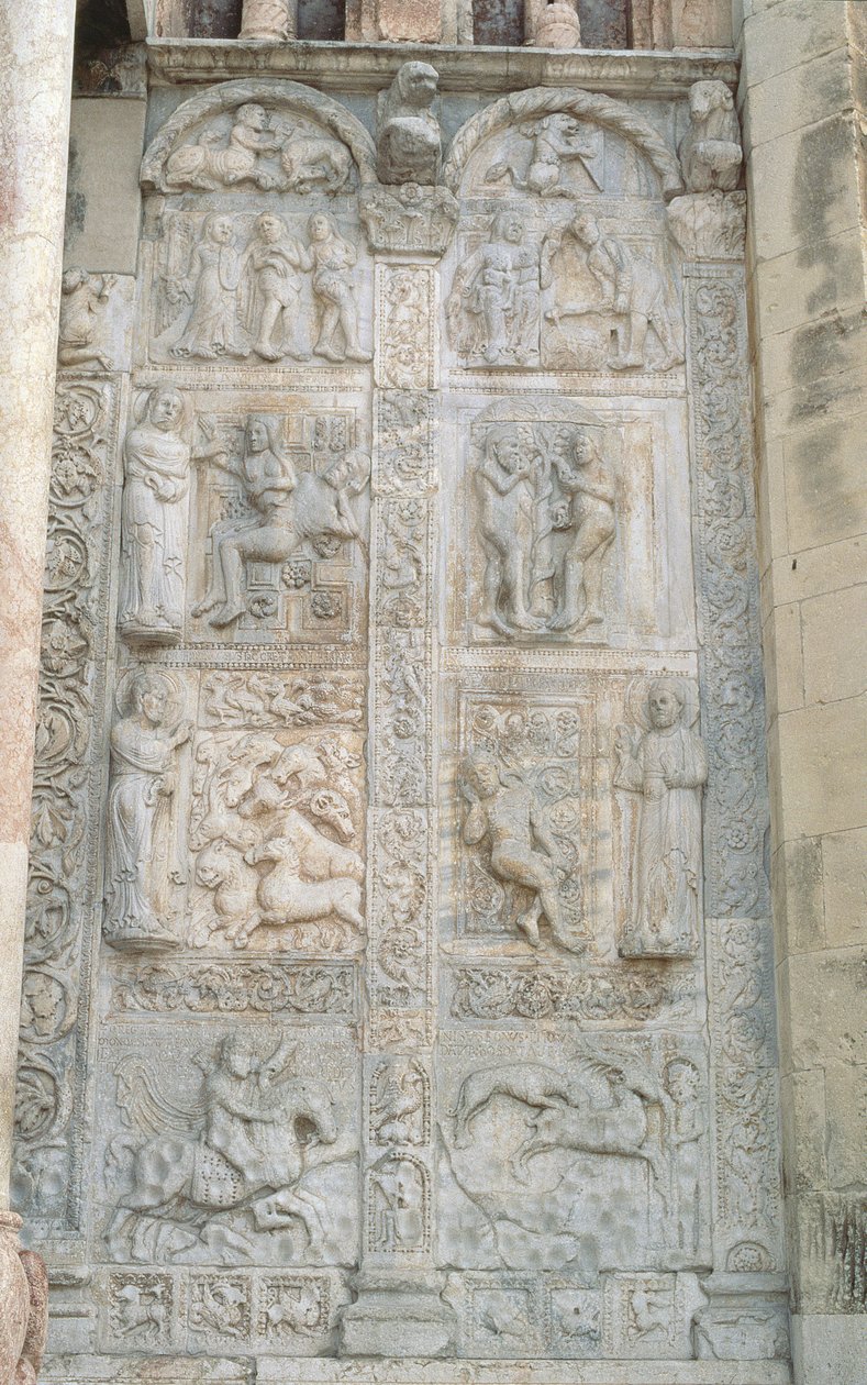 Reliefpaneler med ämnen från Första Moseboken, romansk, c.1120-38 av Nicholaus