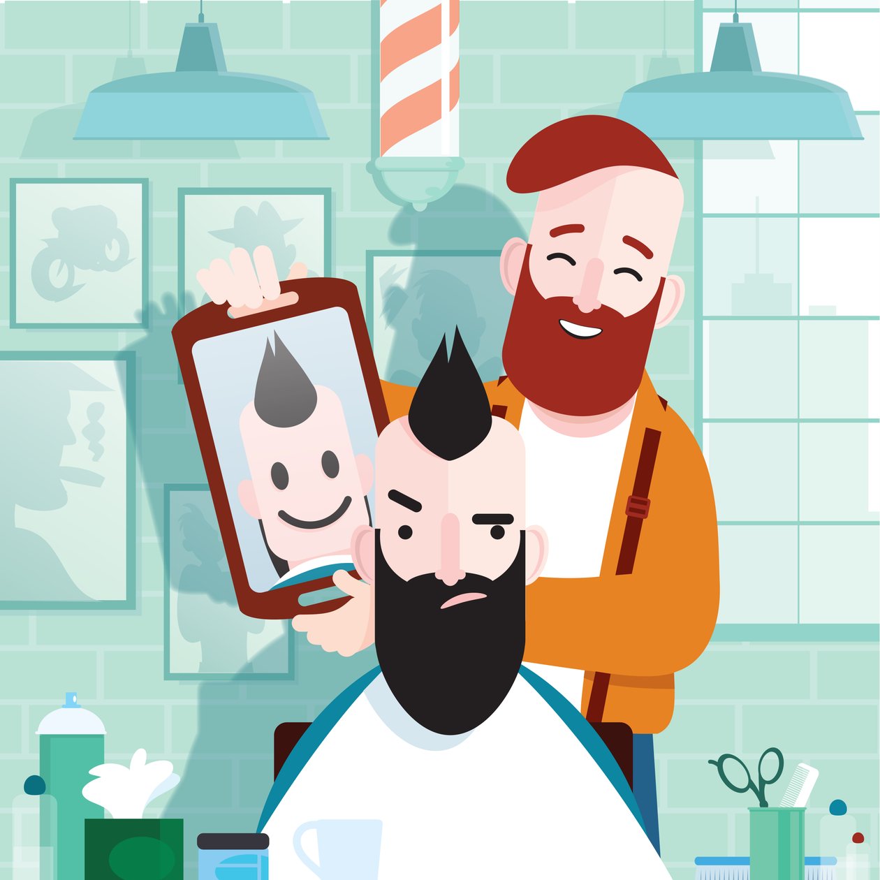 Hipster Barber, 2023 (digital) av Nick Diggory