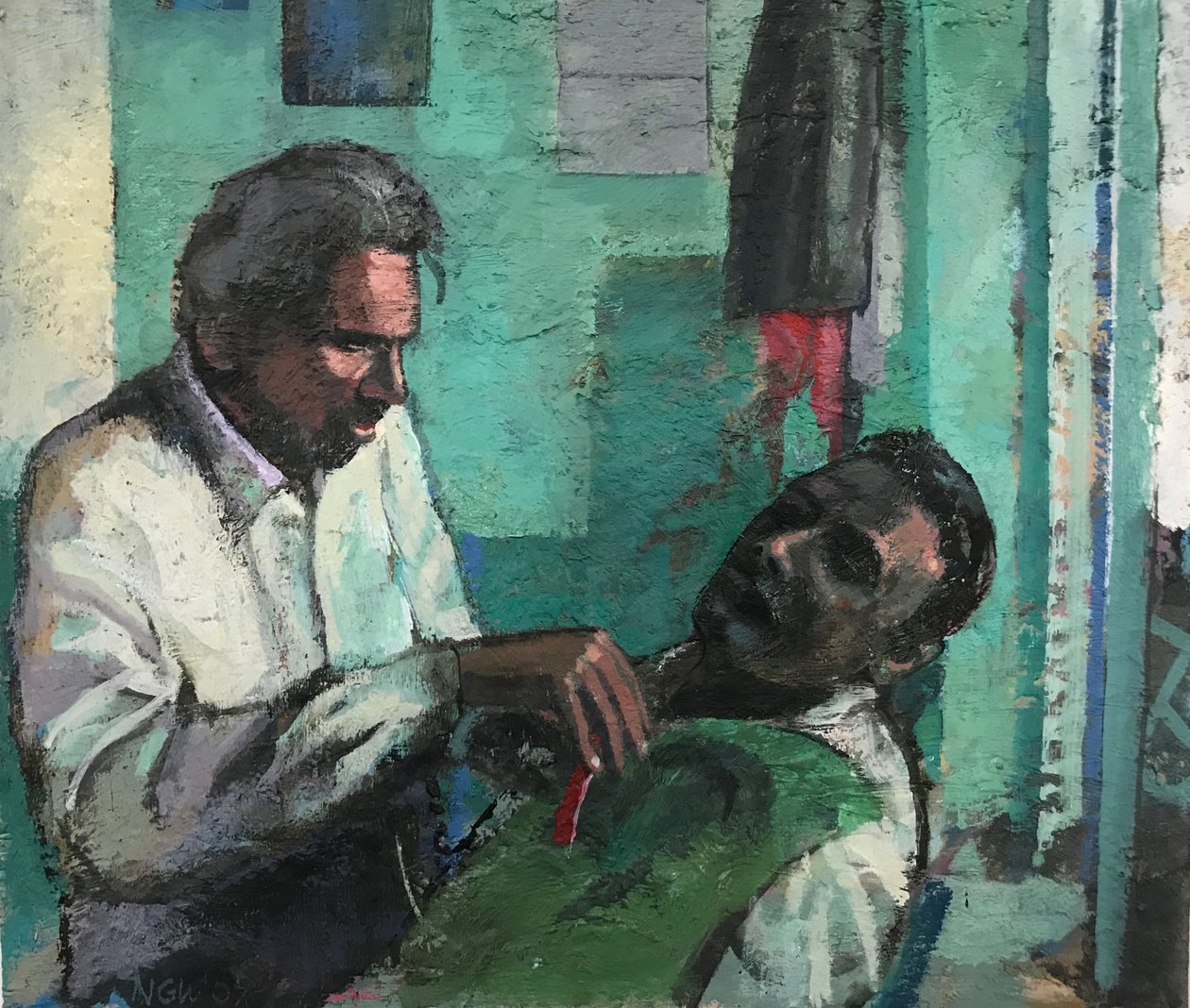 Barbershop, 2017-23 (olja på pannå) av Nick Williams
