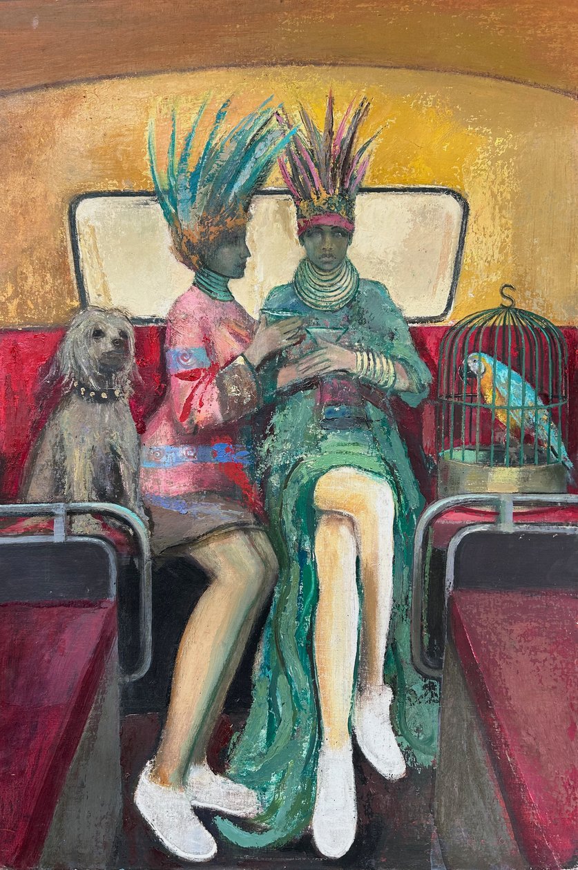 Happy Hour, 2019-23 (olja på pannå) av Nick Williams
