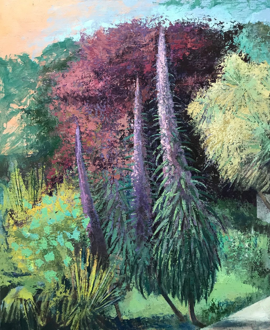 Three Echiums, 2022-23 (olja på pannå) av Nick Williams