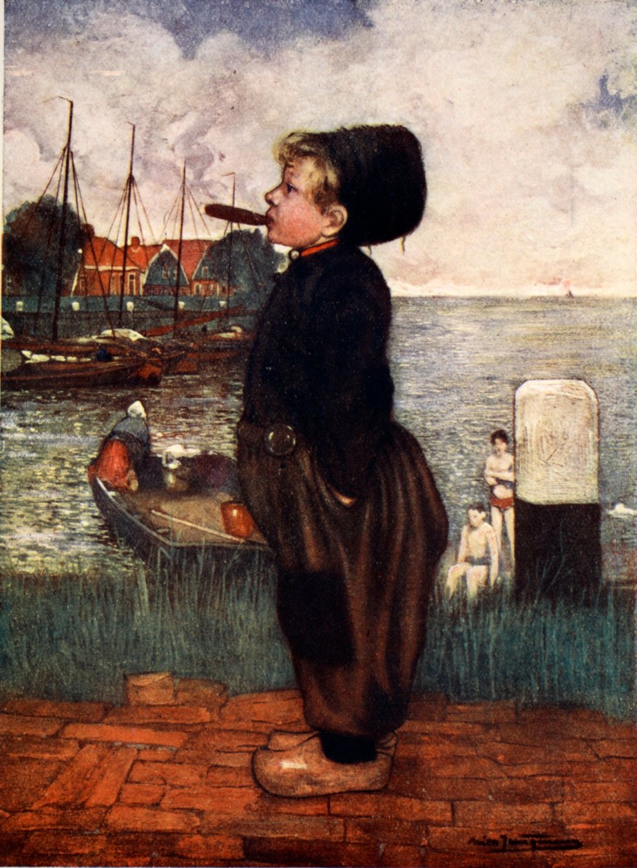 En pojke som röker, Volendam, 1904 av Nico Jungman