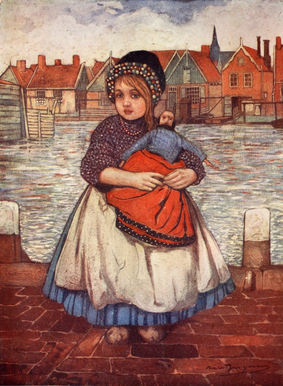 En flicka med en docka, 1904 av Nico Jungman