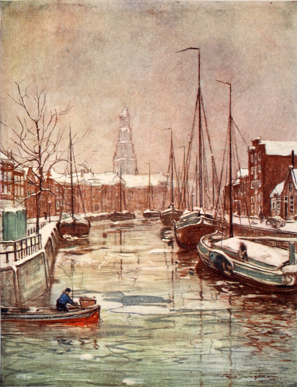 En Groningen-kanal i början av vintern, 1904 av Nico Jungman