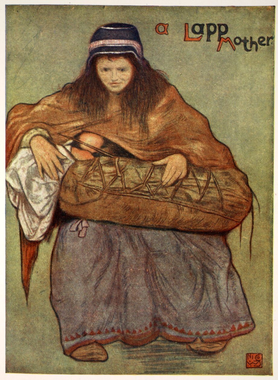 En lapp mor och barn, 1905 av Nico Jungman