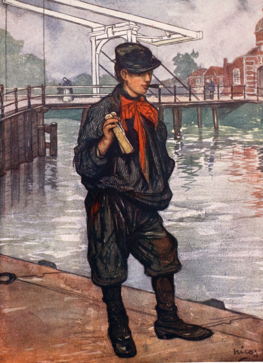 An Amsterdam Street: Boy with Clappers, 1904 av Nico Jungman