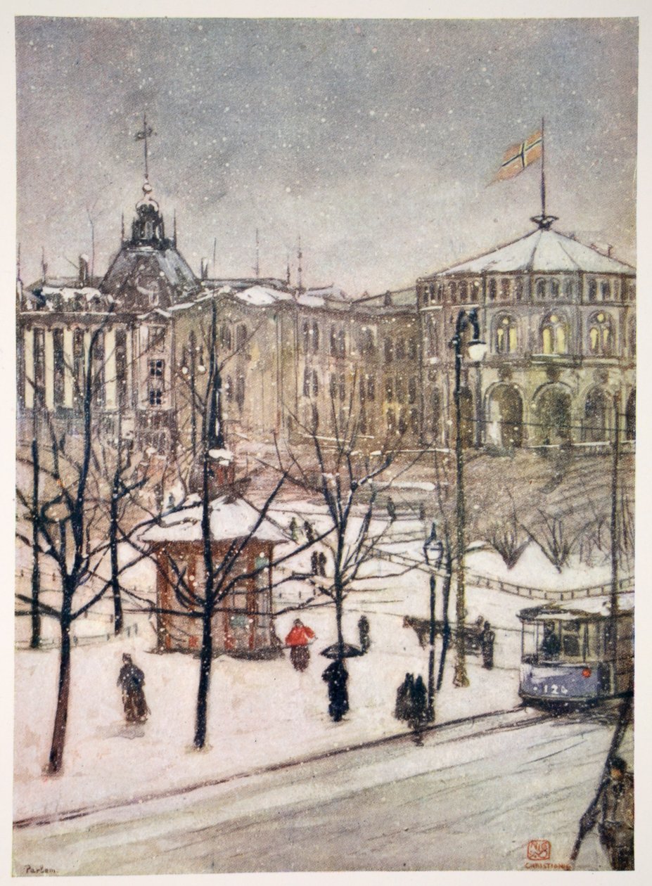 Riksdagshuset (Strorthing), Christiania, 1905 av Nico Jungman