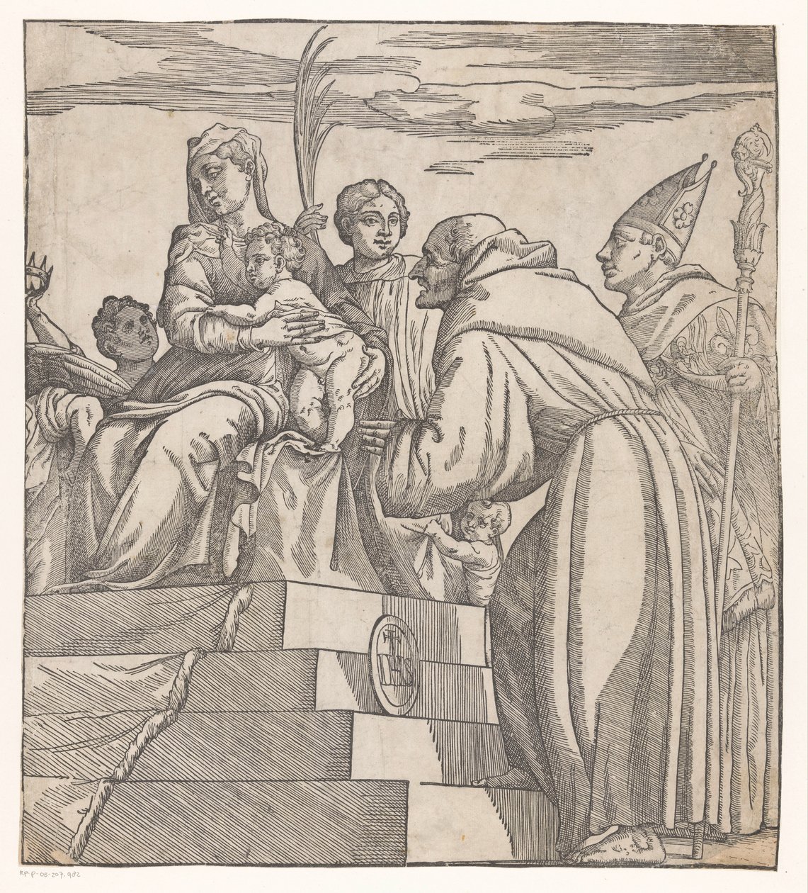 Doge Francesco Donato knäböjer inför Maria och Kristus (högra halvan) av Nicolò Boldrini (attributed to)