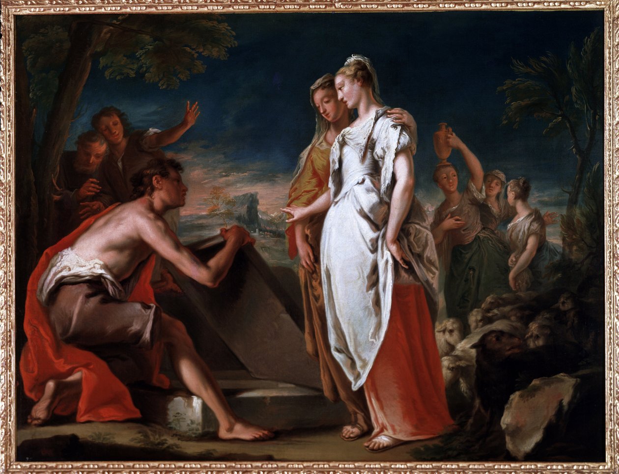 Möte mellan Jacob och Rachel (olja på duk av Nicolò Grassi