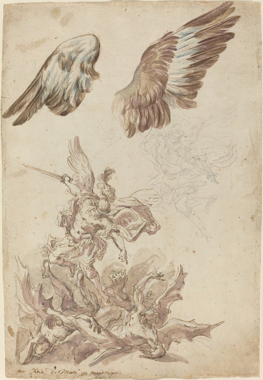 Studier för Saint Michael Defeating the Rebel Angels av Nicolò Ricciolini