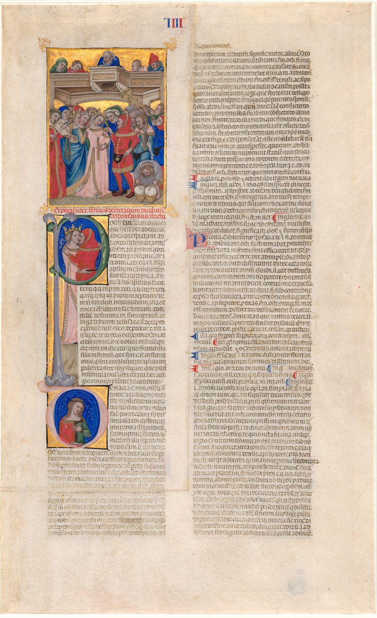 Äktenskapet; brudens kyss (initial P); bruden övergiven (initial D) av Nicolò da Bologna