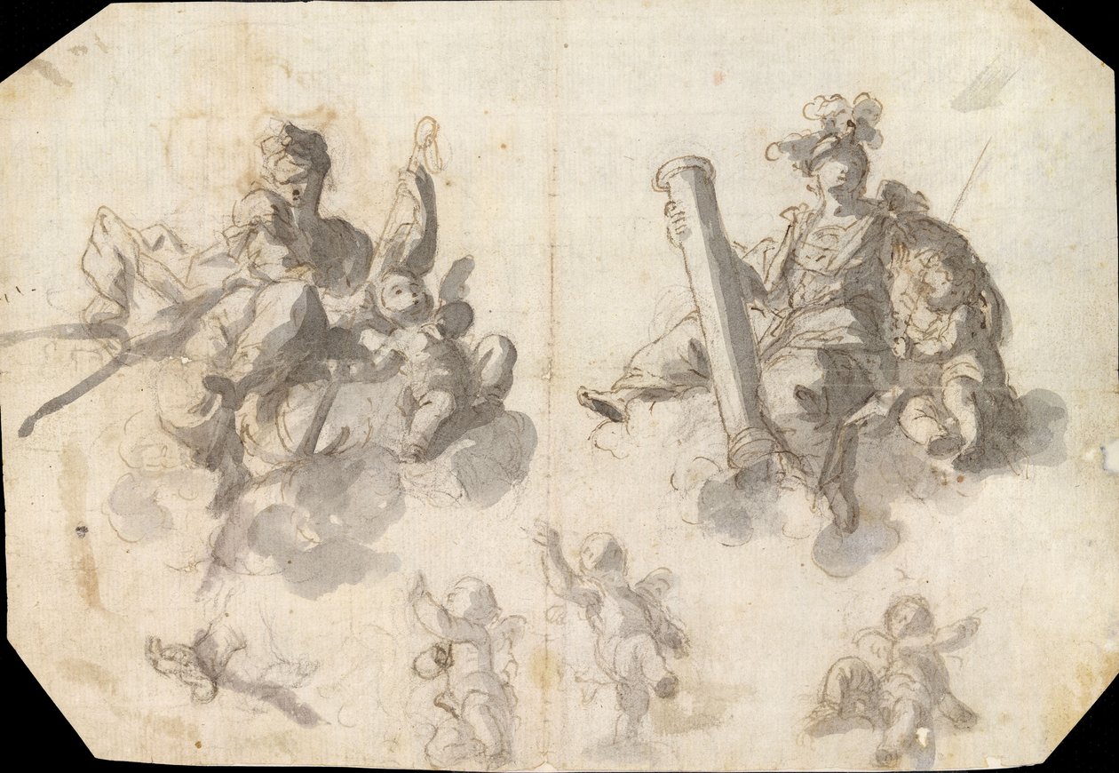 Allegory of Hope and Fortitude study av Nicola Bertucci