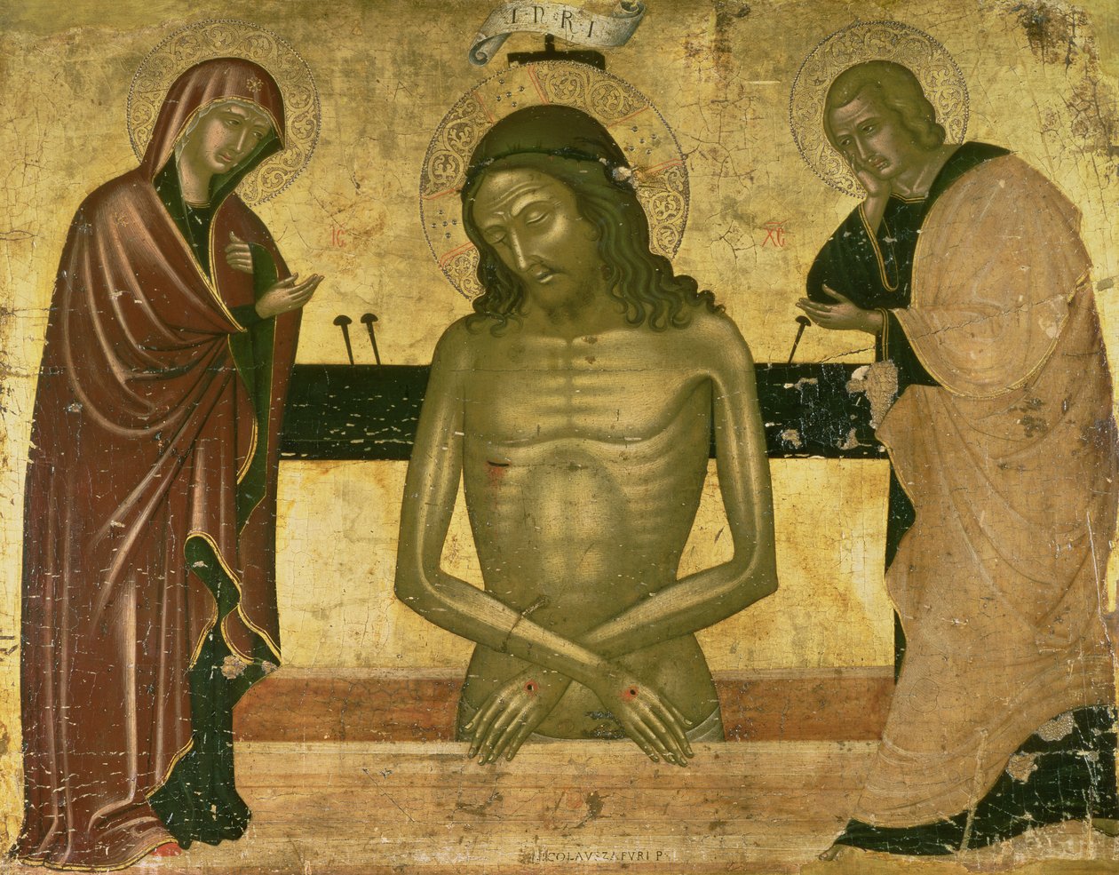 Kristi vånda med jungfrun och Johannes döparen ca 1489-93 (panel) av Nicola Zafuri