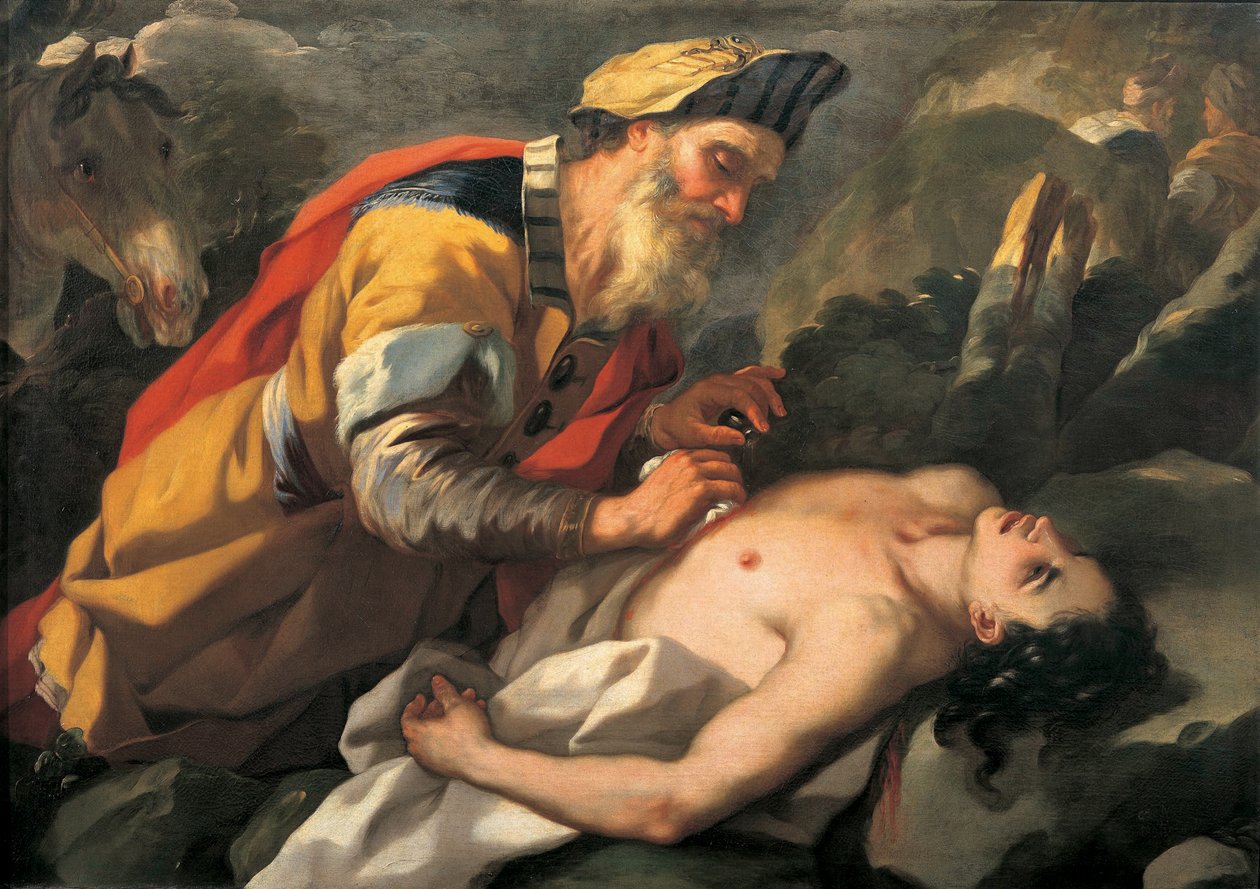 Den barmhärtige samariten, ca 1705. av Nicola Malinconico
